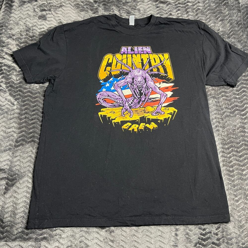 Graphic Tee Mens Size XL Alien country Crew Shirt